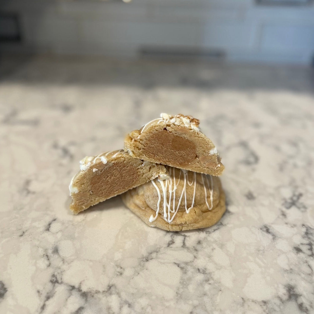White Chocolate Reese’s Stuffed Cookie