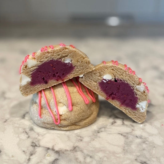 White Chocolate Raspberry Stuffed Cookie