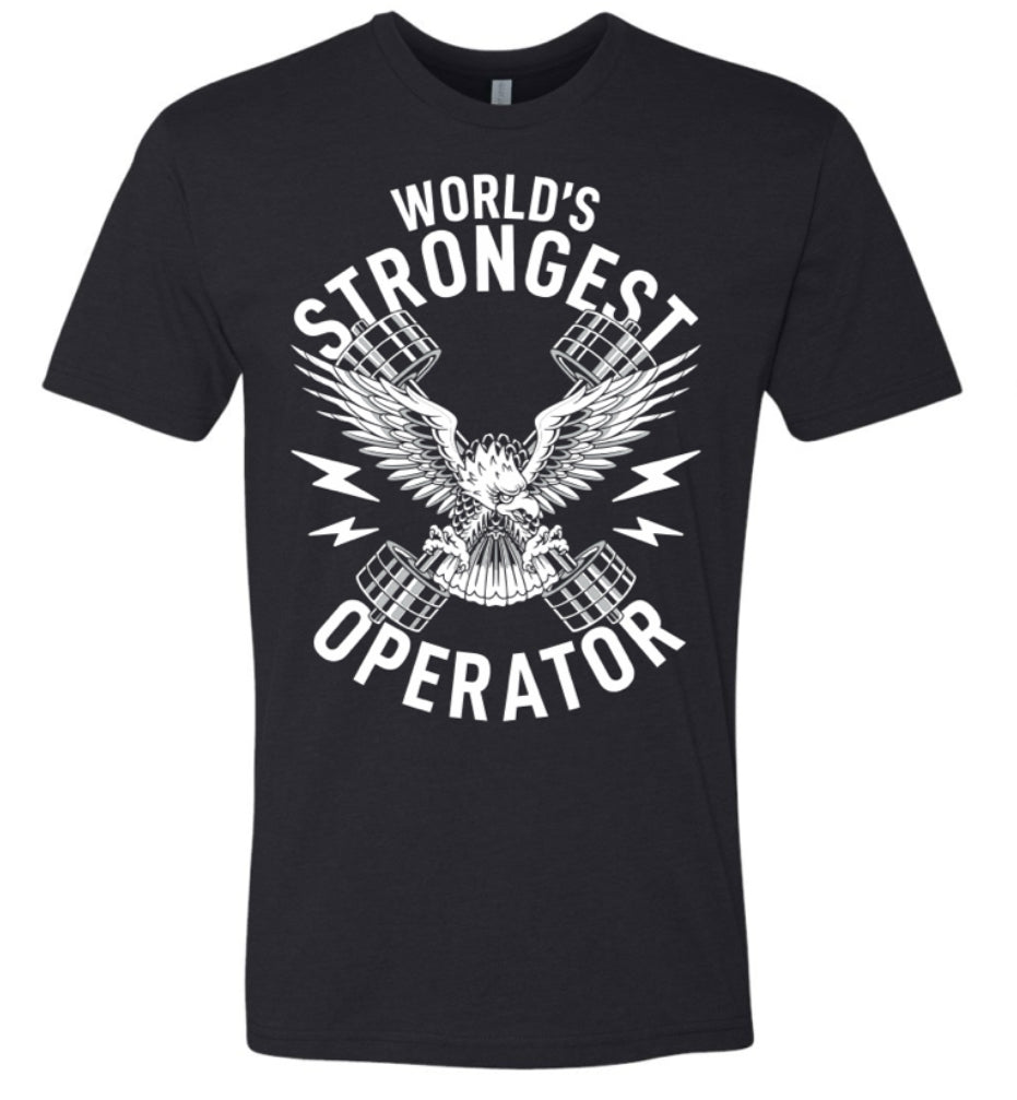 World's Strongest Operator  White T-Shirt Eagle (with event logos on back)