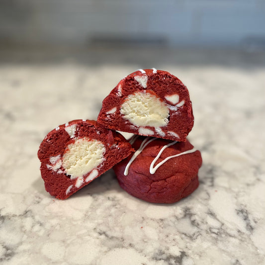 Red Velvet Cream Cheese Stuffed Cookie