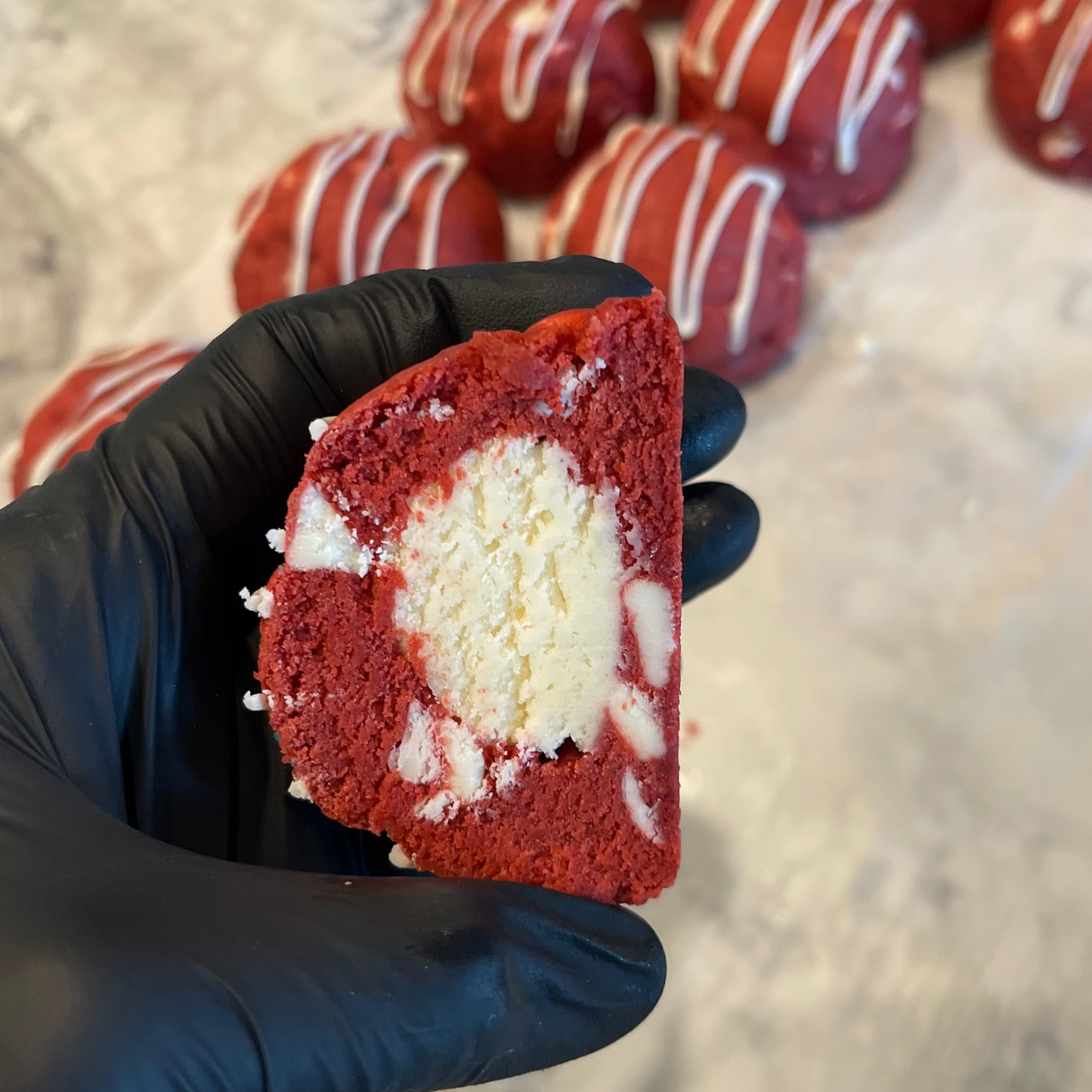 Red Velvet Cream Cheese Stuffed Cookie