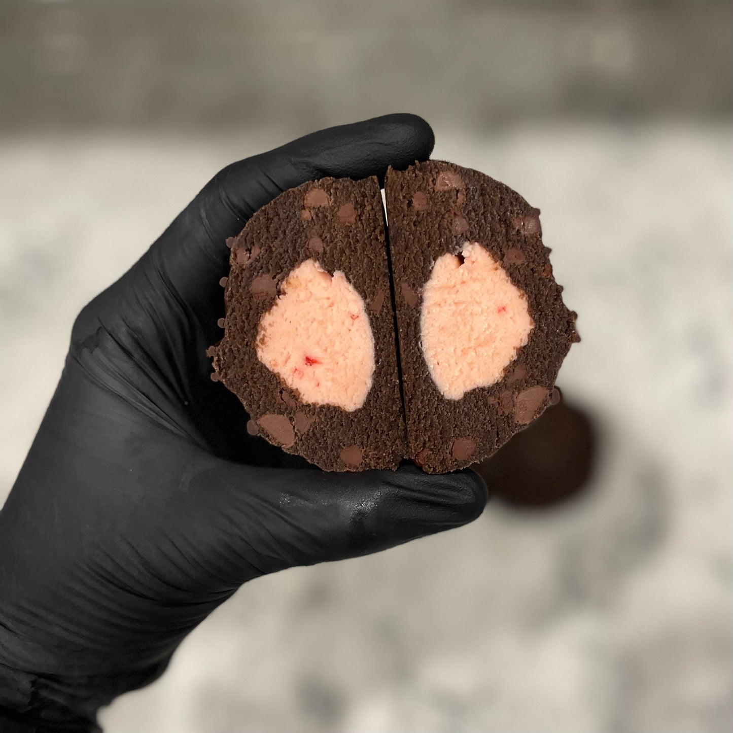 Dark Chocolate Cherry Cordial Stuffed Cookie
