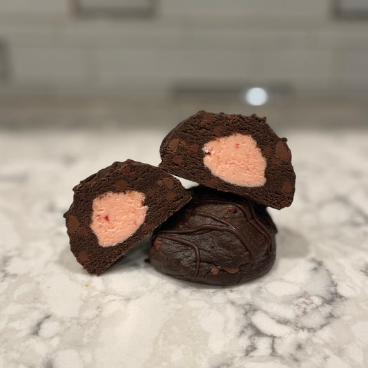 Dark Chocolate Cherry Cordial Stuffed Cookie